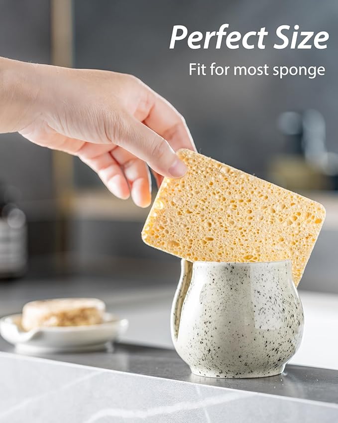 Zoeeker Sponge Holder for Kitchen Sink, Ceramic Dish Sponge Dish Rack Scrubby - Image 7