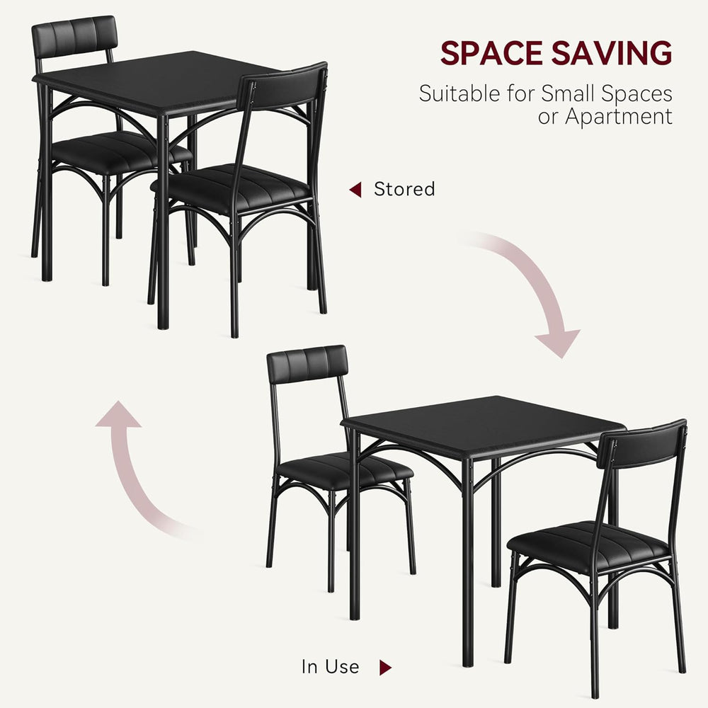 3-Piece Dining Table Set for 2, Kitchen Table Set with 2 Upholstered Chairs, ...
