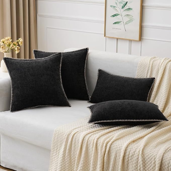 MIULEE Pack of 2 Couch Throw Pillow Covers 16x16 Inch Black Farmhouse - Image 5