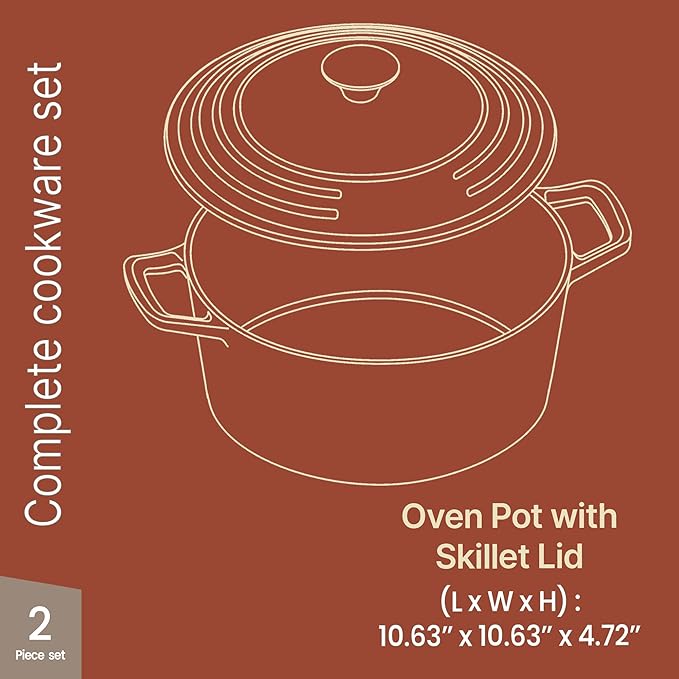 Bakken Enameled Cast Iron Dutch Oven Pot, 6QT Dutch Oven - Image 2