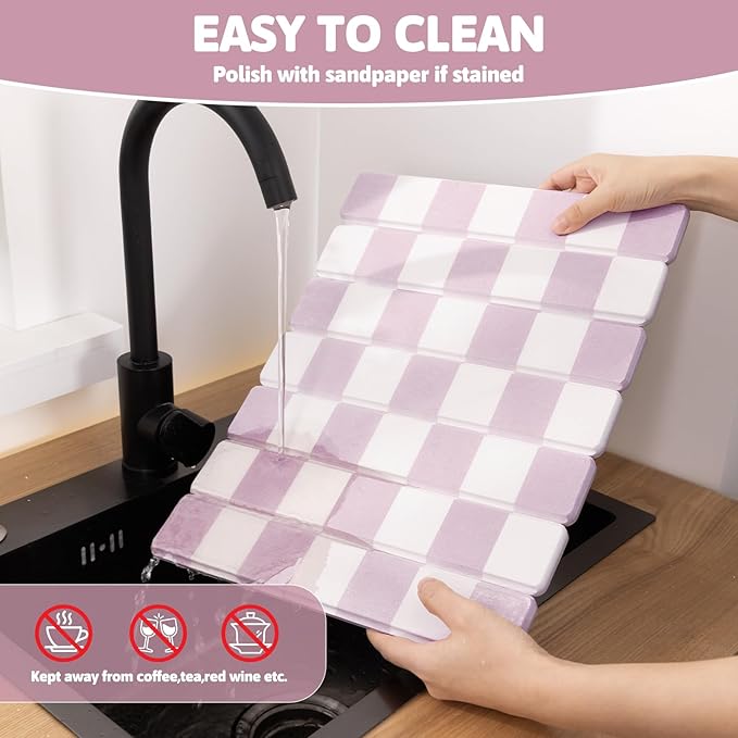 Yamaziot Stone Drying Mat for Kitchen Counter, Quick-Dry Diatomaceous Earth Mat - Image 6