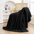 Puncuntex Black Throw Blanket 50"×60" inches Fuzzy 3D Jacquard Decorative by Puncuntex