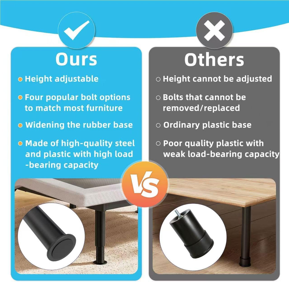 Adjustable 8-12 inch Furniture Legs Metal Replacement Heavy Duty Leg 5/16&quo...