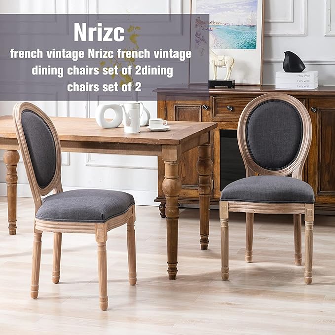 Nrizc French Dining Chairs Set of 2, Farmhouse Dining Chairs, Vintage Country...