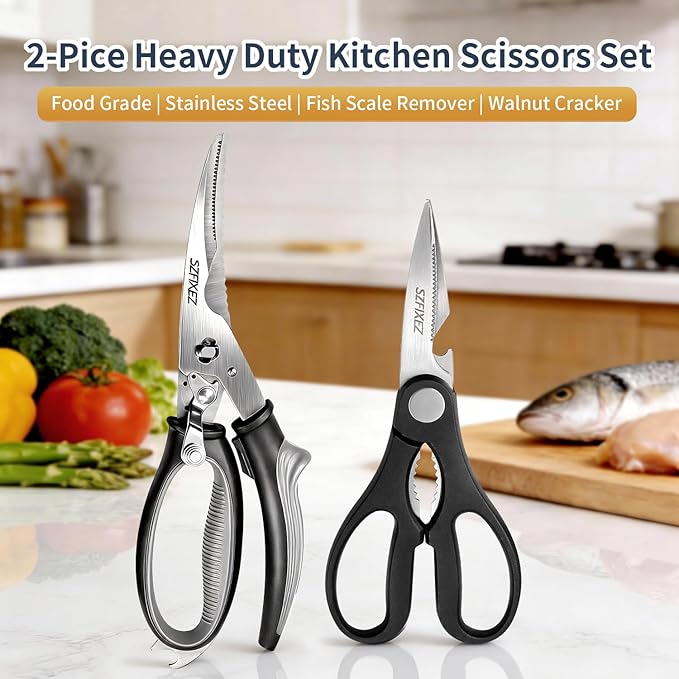 2-Piece Kitchen Scissors Set, Heavy Duty Detachable Food Grade Poultry Shears - Image 3