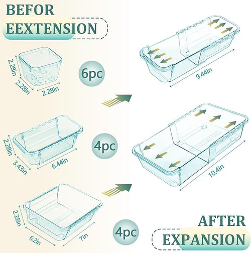 14 Pcs Clear Drawer Organizer, Adjustable Drawer Storage Box, 3-Size Desk - Image 2