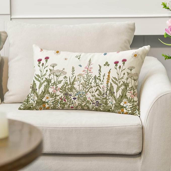 AVOIN colorlife Wildflowers Fall Throw Pillow Cover, 12 x 20 Inch Flower - Image 5