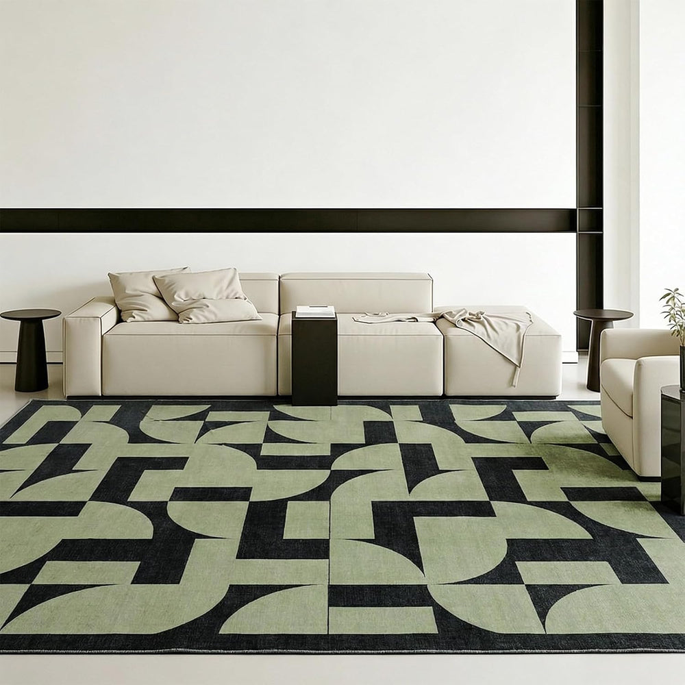 ThreadGlobe Abstract 5x7 Area Rugs Geometric for Living Room, Dark Green