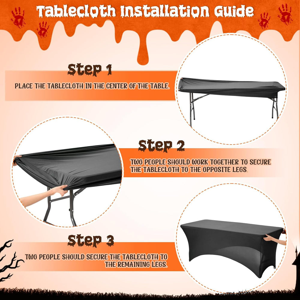 Mindsoft 3 Pack 6ft Halloween Kitchen Spandex Tablecloths