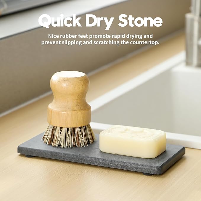 2PCS 7" x 3.5" Water Absorbing Bathroom Sink Vanity Trays, Diatomite Stone - Image 2