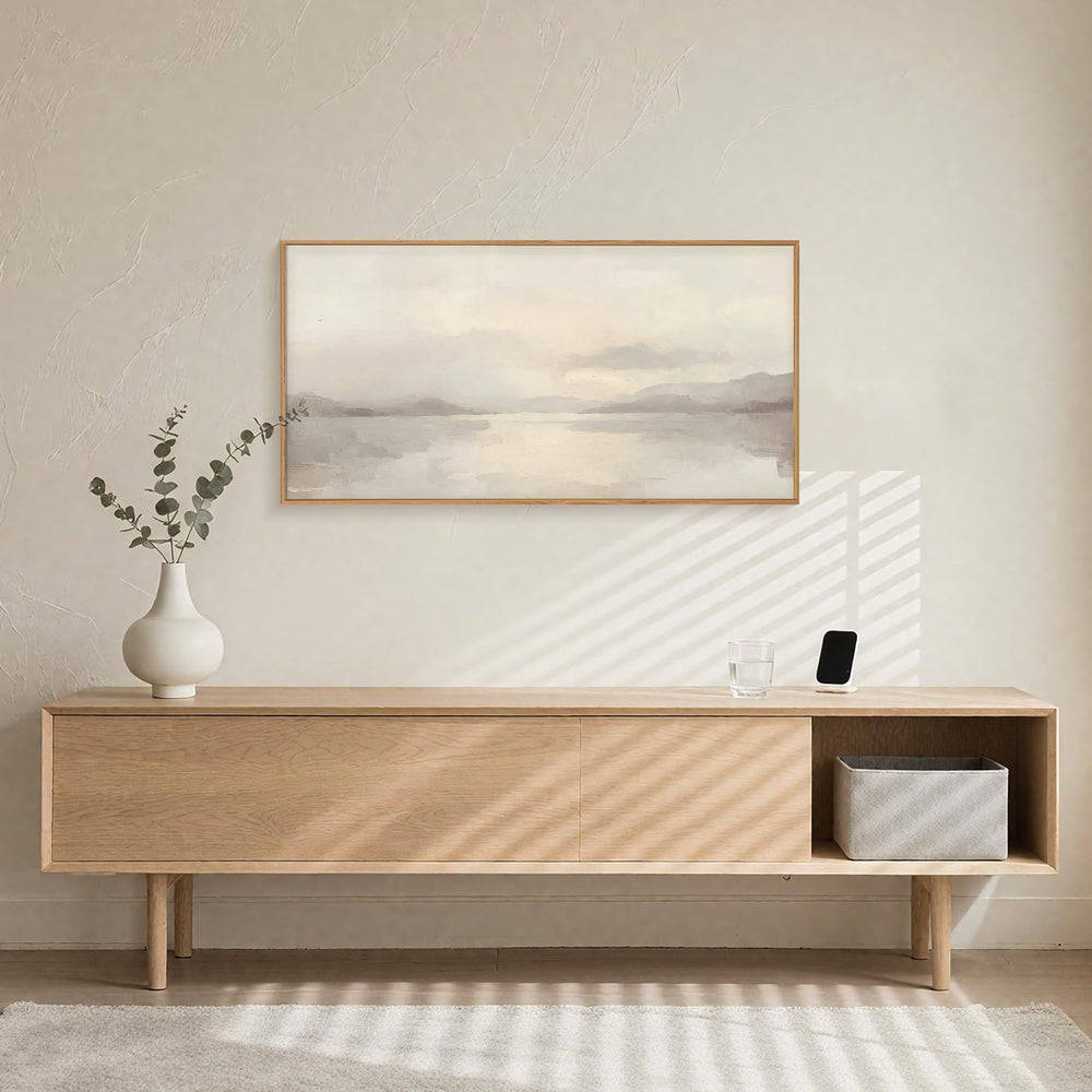 LHIUEM Large Abstract Neutral Beige Pastel Framed Canvas Wall Art,Modern Wate...