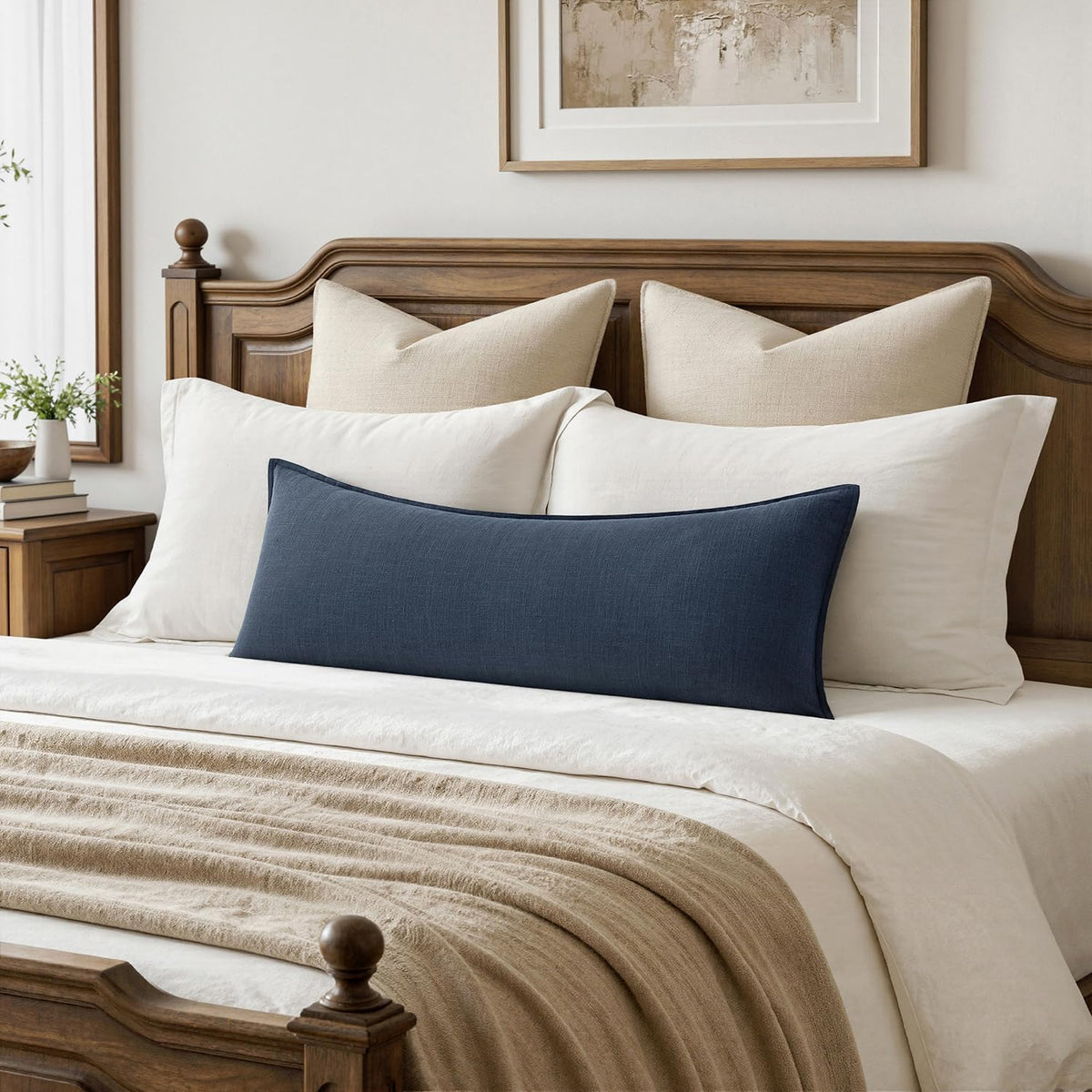 miulee decorative linen lumbar pillow cover 14x36 inch shown in use