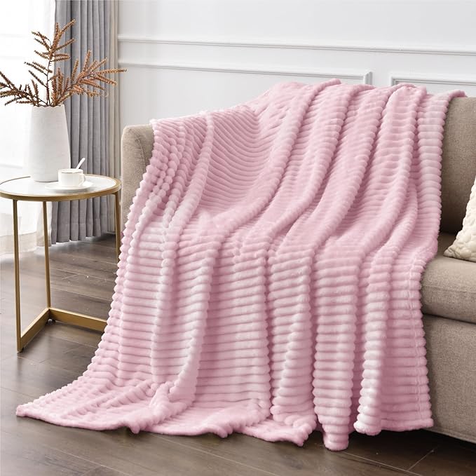 BEDELITE Fleece Blanket Twin Size – 3D Ribbed Jacquard Soft and Warm Decorative - Image 4