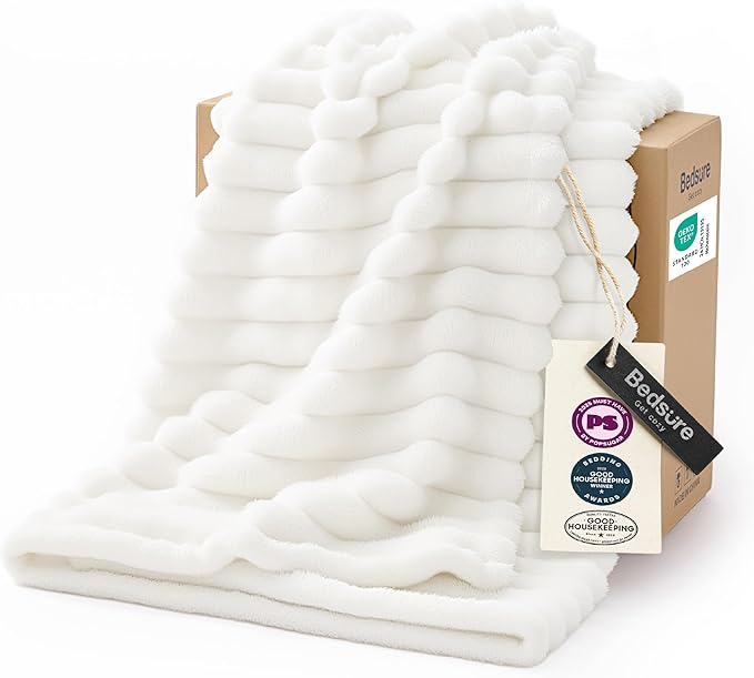 Bedsure GentleSoft White Throw Blanket by BEDSURE