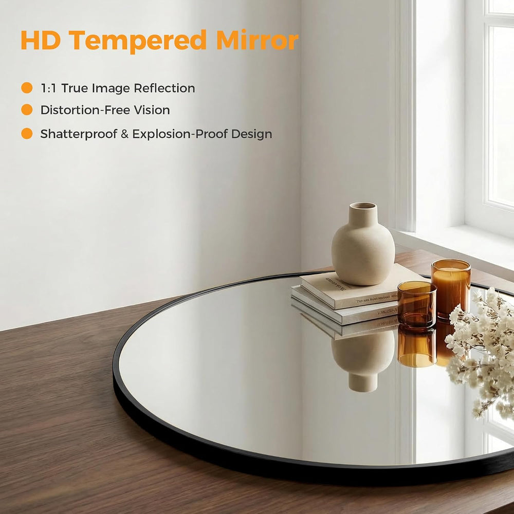 20 Inch Black Round Bathroom Wall Mirror, Round Mirrors for Wall Decor, Circl...
