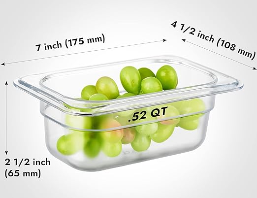 CURTA 6-Pack 1/9 Size 2.5" Deep NSF Polycarbonate Food Pans | Dishwasher & - Image 2