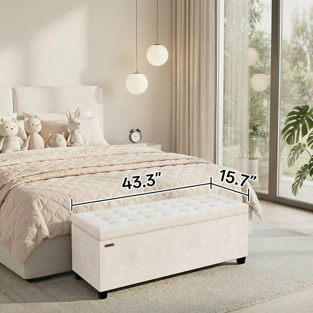 ABHENG Velvet Storage ottoman bench with legs,43.5”W x 15.7”D x 15.7”H,metal ...