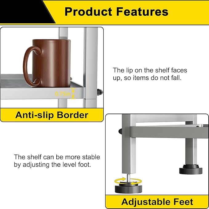 GIOTORENT 5-Wire Standing Storage Shelf, Metal Shelving Unit Pantry Rack - Image 4