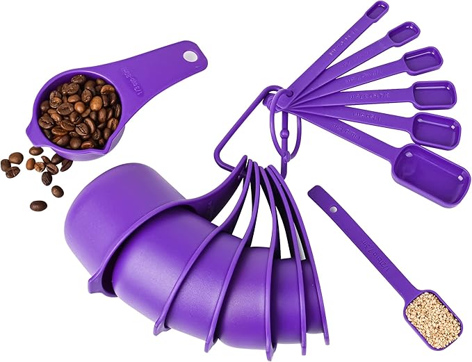 Plastic Measuring Cups and Spoons Set 15, Metric & US Kitchen Measure Cups - Image 5