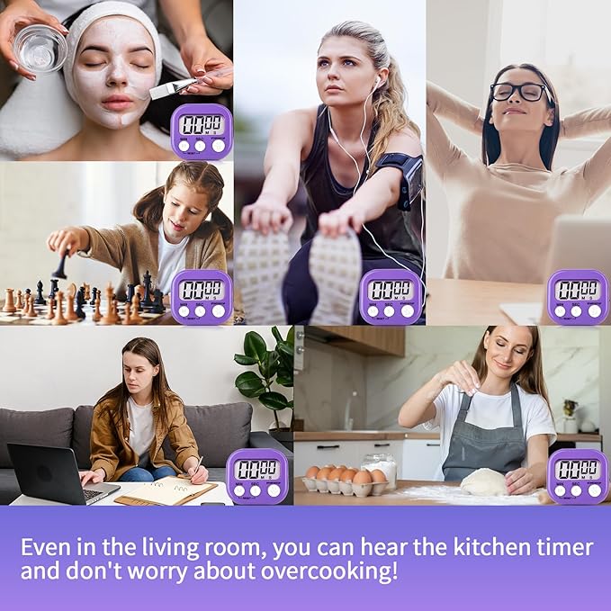 2 Pack Purple Digital Kitchen Timer Magnetic Digital Timer - Image 7