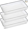3 Pack Large Clear Plastic Drawer Organizer Tray Cutlery Utensil Makeups Drawer by ihomecooker