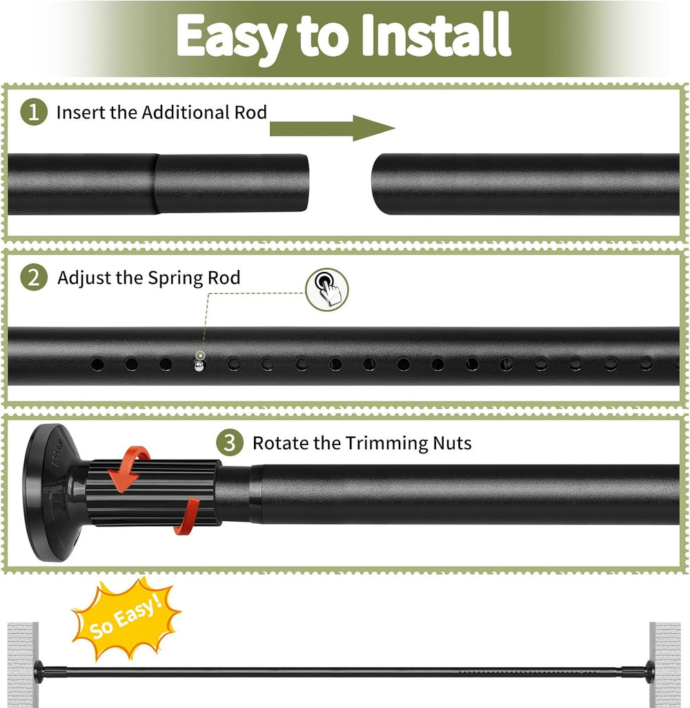 Tension Curtain Rod 51-165In(4.25-13.75Ft), Extra Long Outdoor Curtain Rod No...
