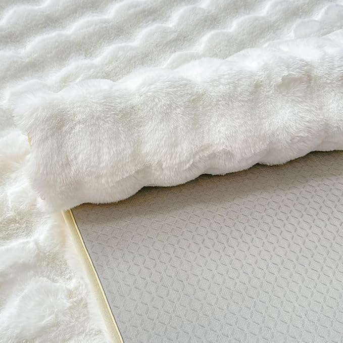 White Rabbit Plush Rug 6'x9', Fluffy Faux Fur Shaggy Area Rug - Image 9