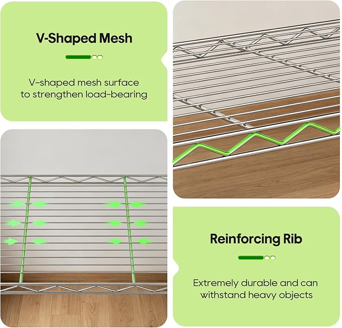 BestOffice | 5-Tier Wire Storage Shelves | 14 x 24 x 60 | Chrome | - Image 6