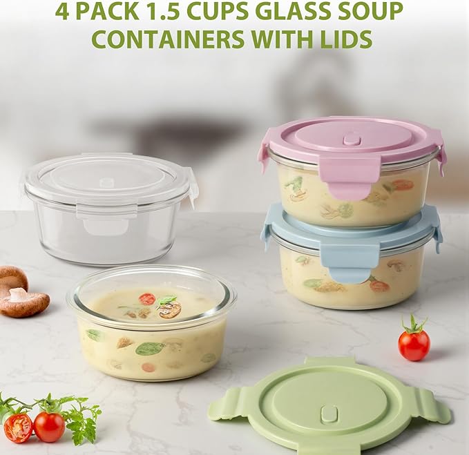 Freshmage 12oz Glass Meal Prep Containers, 1.5 Cup Food Storage Container - Image 7