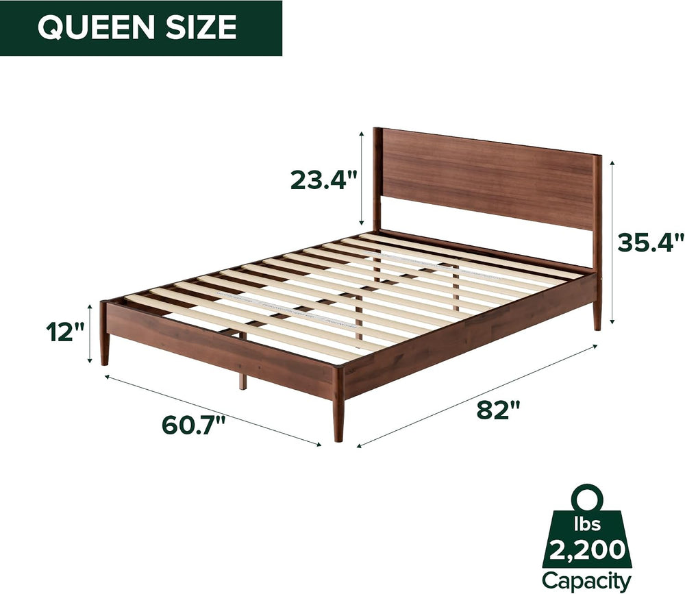 Zinus Allen Mid Century Wood Platform Bed Frame, Queen