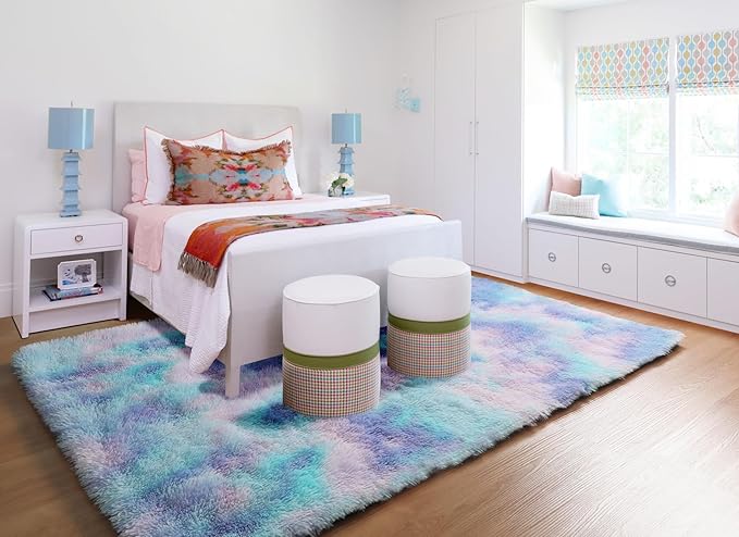 ONASAR Rainbow Rugs for Girls Bedroom, 5x8 Fluffy Bedside Throw Area Rug - Image 9