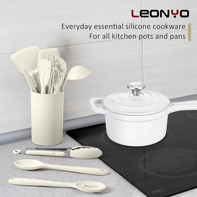 10 Pack Kitchen Utensils Set for Cooking, Leonyo Silicone Cooking Utensils Set - Image 6