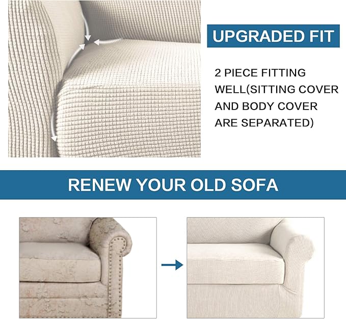 H.VERSAILTEX 2 Piece Couch Cover Stretch Stylish Chair Cover Furniture - Image 8