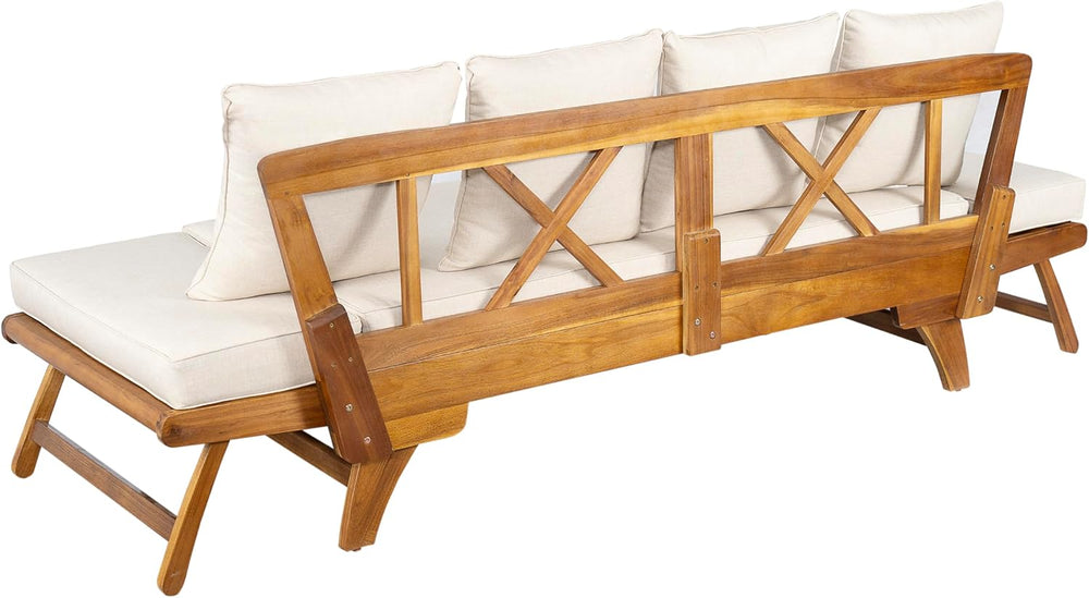 Christopher Knight Home Gary Patio Convertible Couch, Wooden Outdoor Daybed, ...