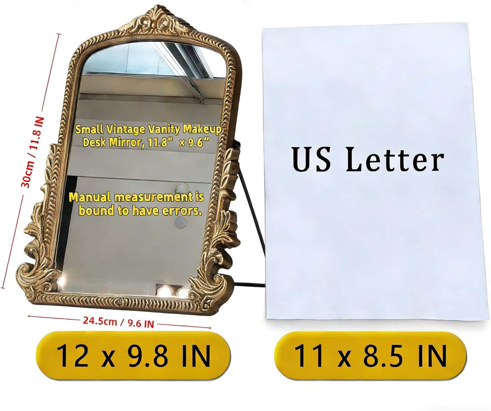 Small Vintage Vanity Makeup Desk Mirror, Antique Traditional Arch Table Mirro...