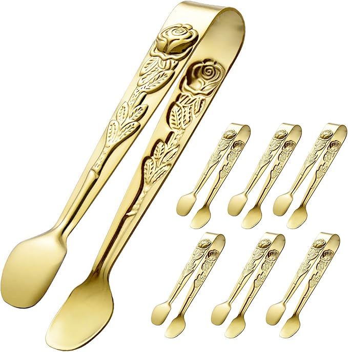HINMAY 6PCS Mini Serving Tongs 4 Inches Small Rose Sugar Cube Tongs by HINMAY