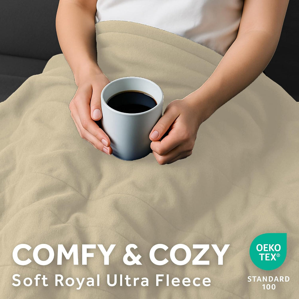 Sunbeam Royal Ultra Fleece Heated Blanket Pebble Gray Twin 84 x 62 in