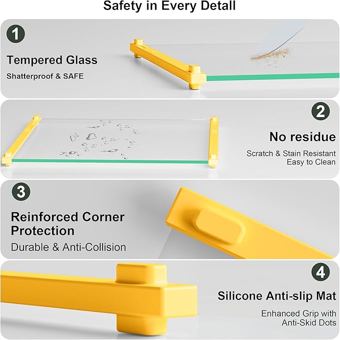 LANGBOHOS Small Glass Cutting Board, Silicone Grip, Heat-Resistant, Dishwasher - Image 4