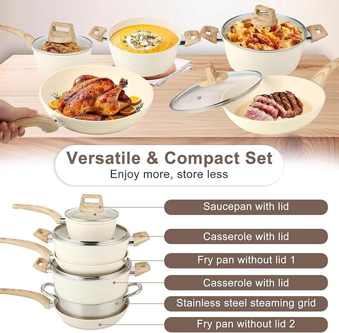 11 Pcs Pots and Pans Set, Nonstick Cookware Set - Image 5