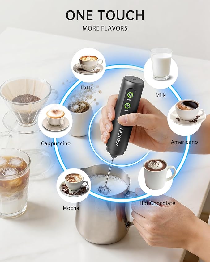 CIRCLE JOY Rechargeable 2-Speed Handheld Milk Frother - Image 6