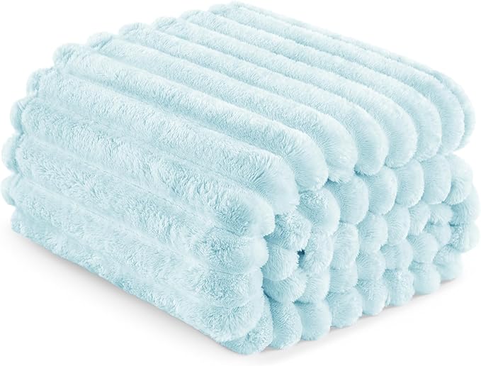 Exclusivo Mezcla Queen Size Flannel Fleece Blanket, Super Soft Striped Jacquard - Image 6