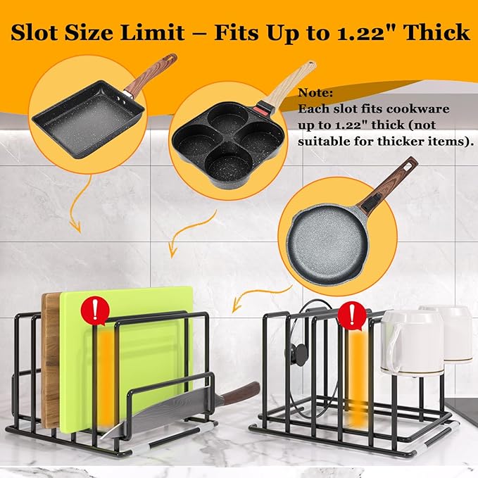 2 Pack Cutting Board Organizer and Pot Lid Holder, Kitchen Cabinet Organizer - Image 2