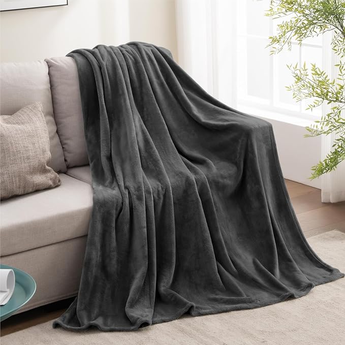 BEDELITE Fleece Blanket Charcoal Grey Throw Blankets - Image 5