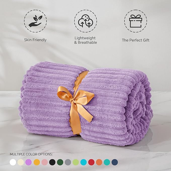 BEDELITE Fleece Blanket Twin Size – 3D Ribbed Jacquard Soft and Warm Decorative - Image 3