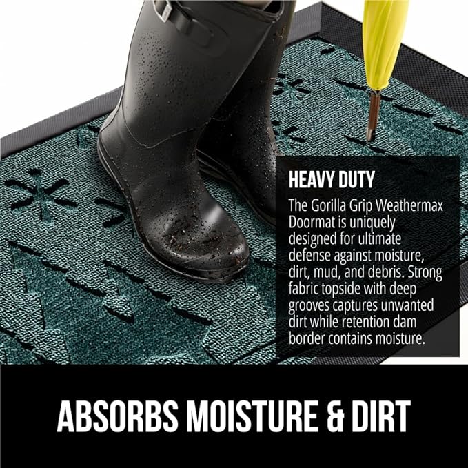 GORILLA GRIP 100% Waterproof All-Season WeatherMAX Doormat, US Designed Natural - Image 4