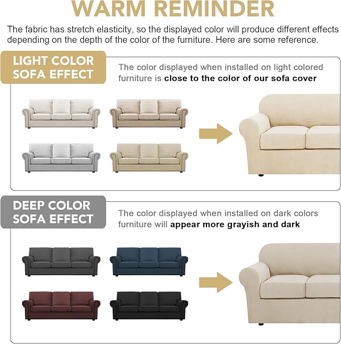 4 Piece Stretch Sofa Covers for 3 Cushion Couch Covers Furniture Slipcovers for - Image 4