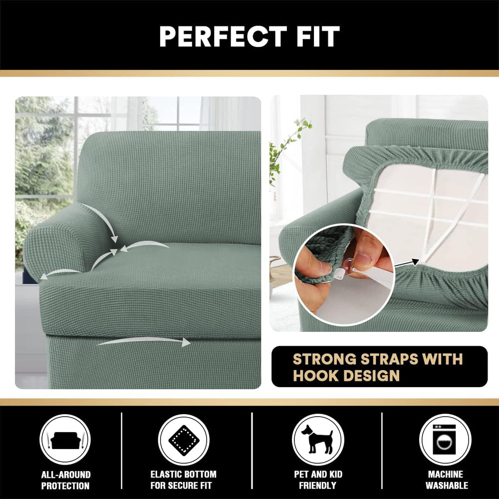 PrinceDeco 2 Pieces Armchair Slipcover Stretch Couch Covers for T Cushion Cha...