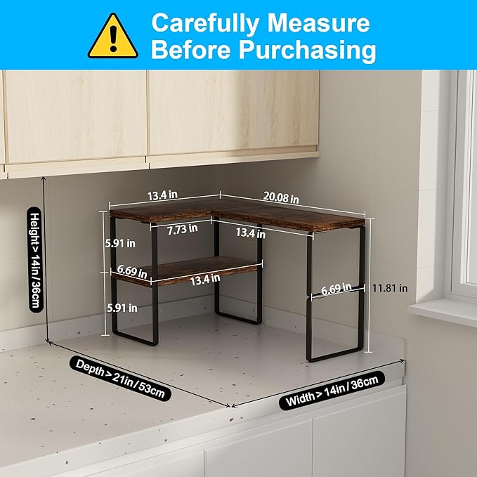 Golener Countertop Organizer Corner Shelf, 2-Tier Adjustable Stackable Corner