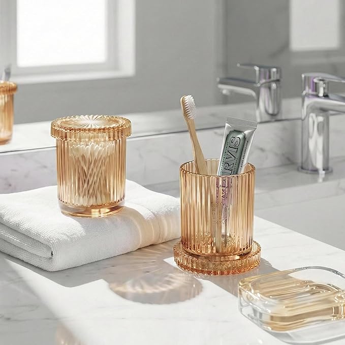 Bathroom Organizers and Storage, 2 Pack Glass Qtip Holder Dispenser, Bathroom - Image 6