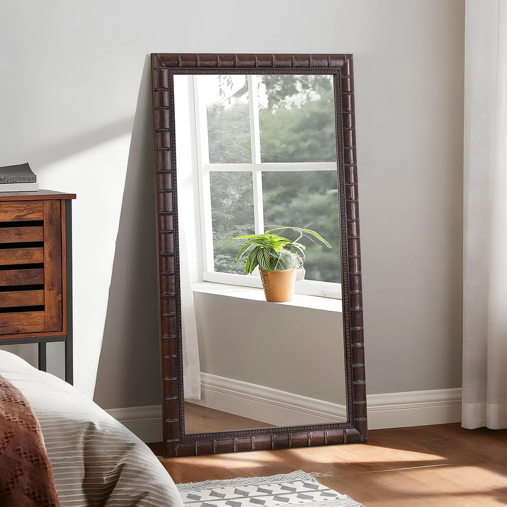 53''x29'' Large Living Room Wall Mirror with Faux Bamboo Frame